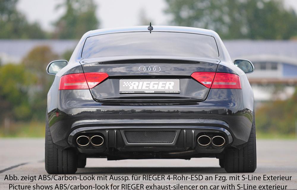 Audi A5 (B8/B81) Rieger Heckeinsatz  für orig. Endrohr li. u. re., ABS, für Fzg. ohne S-Line Exterieur, 
inkl. Alugitter, Montagezubehör, Gutachten