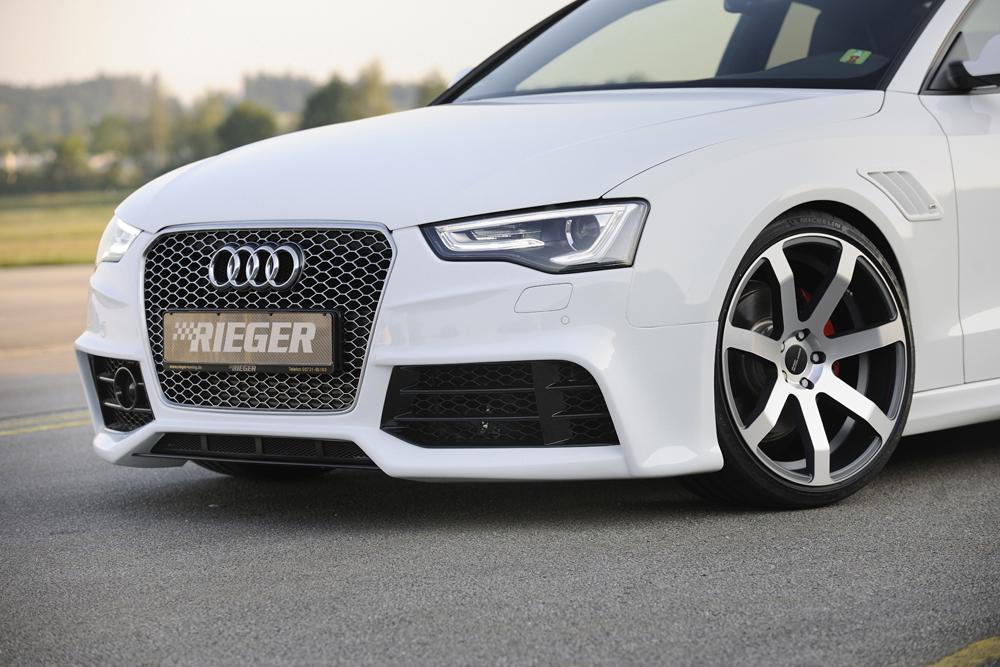 Audi A5 (B8/B81) Rieger Spoilerschwert für Spoilerstoßstange 55460/61/62/63 mittig, für Spoilerstoßstange, ABS, für Fzg. mit S-Line Exterieur und ohne S-Line Exterieur, 
inkl. Montagezubehör, ABE