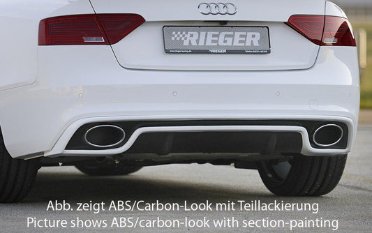 Audi A5 (B8/B81) Rieger Heckeinsatz  für Endrohrblende li. u. re. (185x120mm oval), ABS, für Fzg. mit S-Line Exterieur, 
inkl. Montagezubehör, Gutachten