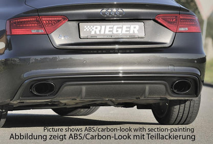 Audi A5 (B8/B81) Rieger Heckeinsatz  für Endrohrblende li. u. re. (185x120mm oval), ABS, für Fzg. mit S-Line Exterieur, 
inkl. Montagezubehör, Gutachten