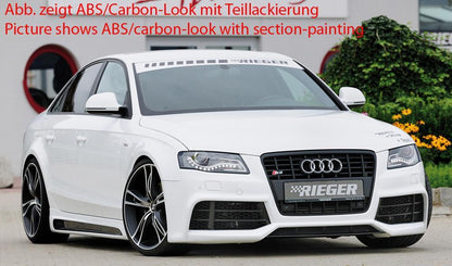 Audi A4 (B8/B81) Rieger Seitenschweller  links, mit Schacht, mit Ausschnitt, ABS, für Fzg. mit S-Line Exterieur und ohne S-Line Exterieur, 
inkl. Montagezubehör, Alugitter, Gutachten