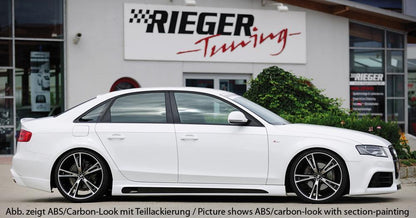 Audi A4 (B8/B81) Rieger Seitenschweller  links, mit Schacht, mit Ausschnitt, ABS, für Fzg. mit S-Line Exterieur und ohne S-Line Exterieur, 
inkl. Montagezubehör, Alugitter, Gutachten