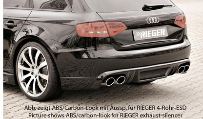 Audi A4 (B8/B81) Rieger Heckschürzenansatz  für orig. Doppelendrohr li, ABS, für Fzg. ohne S-Line Exterieur, 
inkl. Montagezubehör, Alugitter, Gutachten