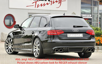 Audi A4 (B8/B81) Rieger Heckschürzenansatz  für orig. Doppelendrohr li, ABS, für Fzg. ohne S-Line Exterieur, 
inkl. Montagezubehör, Alugitter, Gutachten