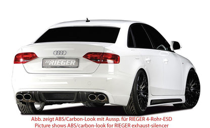 Audi A4 (B8/B81) Rieger Heckschürzenansatz  für orig. Doppelendrohr li, ABS, für Fzg. ohne S-Line Exterieur, 
inkl. Montagezubehör, Alugitter, Gutachten