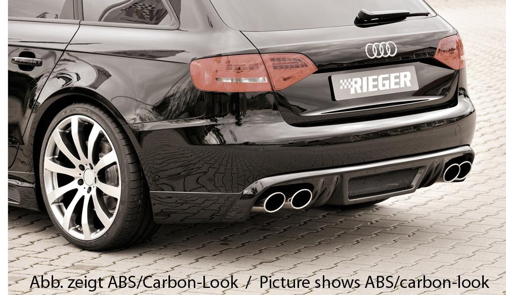 Audi A4 (B8/B81) Rieger Heckschürzenansatz  für Doppelendrohr li. u. re., (4x115x85mm oval), ABS, für Fzg. ohne S-Line Exterieur, 
inkl. Montagezubehör, Alugitter, Gutachten