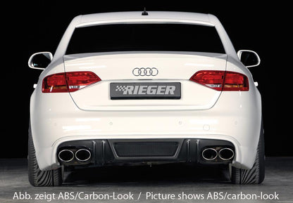 Audi A4 (B8/B81) Rieger Heckschürzenansatz  für Doppelendrohr li. u. re., (4x115x85mm oval), ABS, für Fzg. mit S-Line Exterieur, 
inkl. Alugitter, Montagezubehör, Gutachten