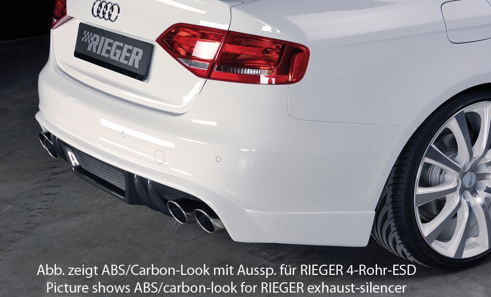 Audi A4 (B8/B81) Rieger Heckschürzenansatz  für Doppelendrohr li., ABS, für Fzg. mit S-Line Exterieur, 
inkl. Alugitter, Montagezubehör, Gutachten