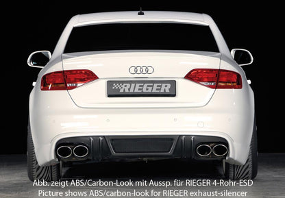 Audi A4 (B8/B81) Rieger Heckschürzenansatz  für Doppelendrohr li., ABS, für Fzg. mit S-Line Exterieur, 
inkl. Alugitter, Montagezubehör, Gutachten