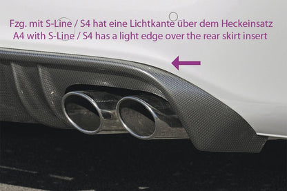 Audi A4 (B8/B81) Rieger Heckeinsatz  für Doppelendrohr li. u. re., (4x115x85mm oval), ABS, für Fzg. mit S-Line Exterieur, 
inkl. Montagezubehör, Alugitter