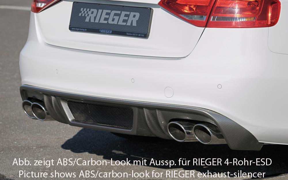 Audi A4 (B8/B81) Rieger Heckeinsatz  für orig. Endrohr li. u. re., ABS, für Fzg. mit S-Line Exterieur, 
inkl. Alugitter, Montagezubehör, Gutachten