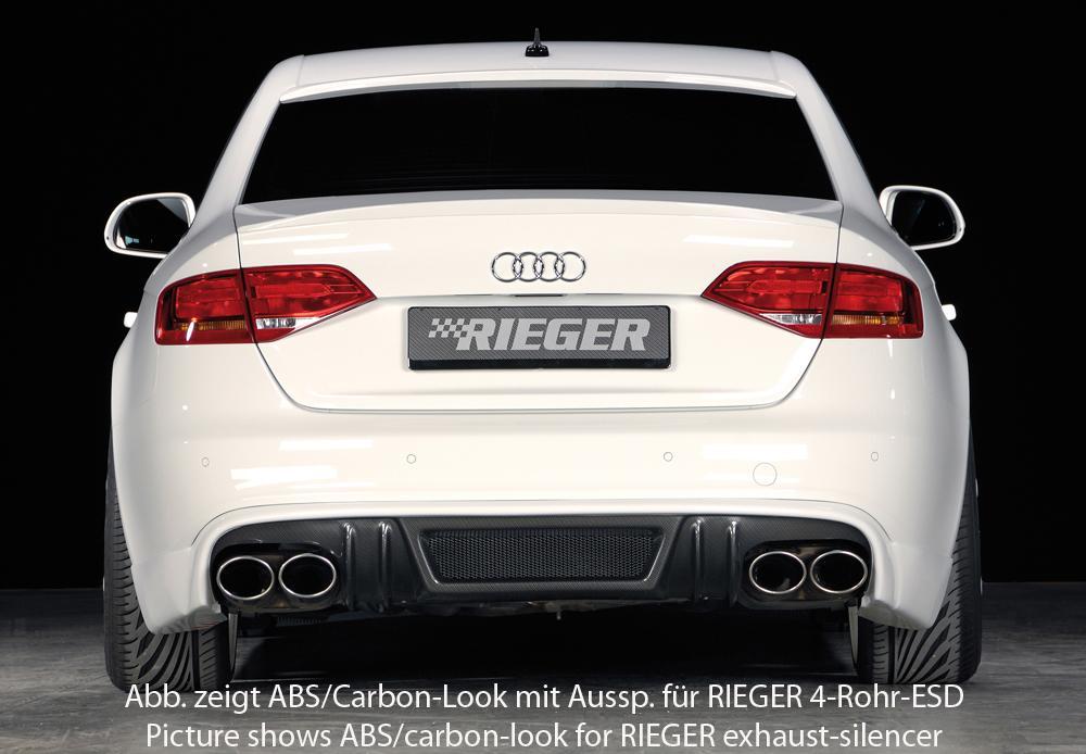 Audi A4 S4 (B8/B81) Rieger Heckschürzenansatz  für orig. Doppelendrohr li u. re, ABS, für Fzg. mit S-Line Exterieur, 
inkl. Alugitter, Montagezubehör, Gutachten