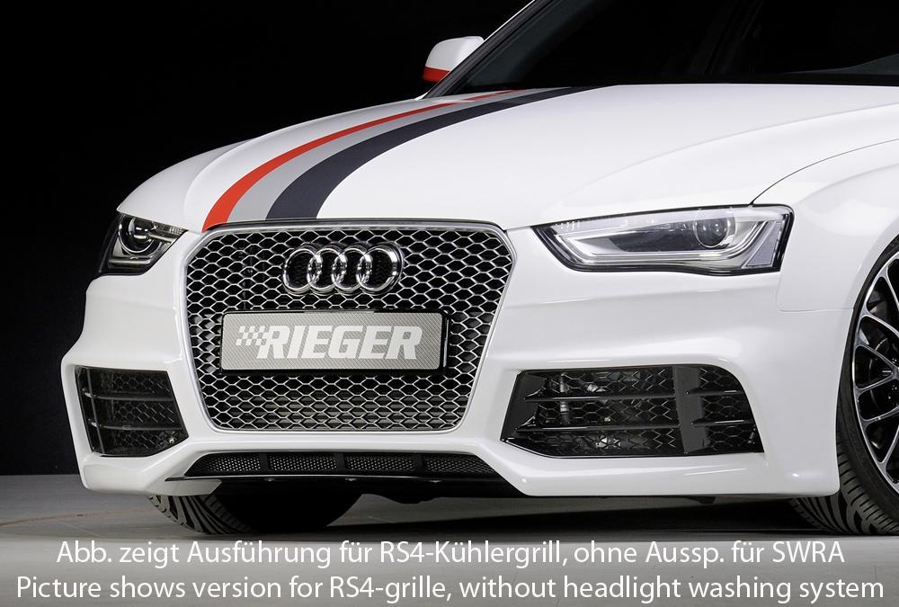 Audi A4 (B8/B81) Rieger Spoilerstoßstange nur für A4-Grill bzw. S4-Grill ABS, für Fzg. mit Scheinwerferreinigungsanlage, S-Line Exterieur und ohne S-Line Exterieur, 
inkl. Montagezubehör, Alugitter, ABE