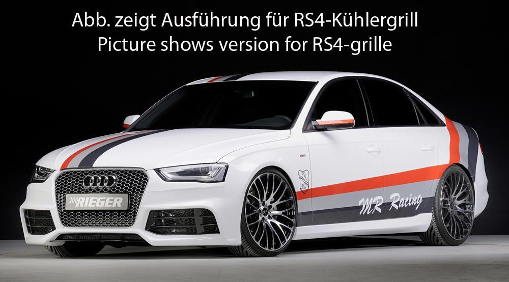 Audi A4 (B8/B81) Rieger Spoilerstoßstange nur für A4-Grill bzw. S4-Grill ABS, für Fzg. mit S-Line Exterieur und ohne S-Line Exterieur, 
inkl. Montagezubehör, Alugitter, ABE