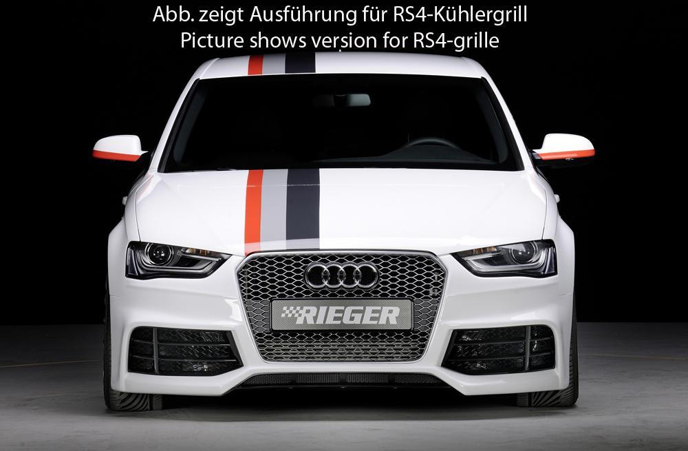 Audi A4 (B8/B81) Rieger Spoilerstoßstange nur für A4-Grill bzw. S4-Grill ABS, für Fzg. mit S-Line Exterieur und ohne S-Line Exterieur, 
inkl. Montagezubehör, Alugitter, ABE