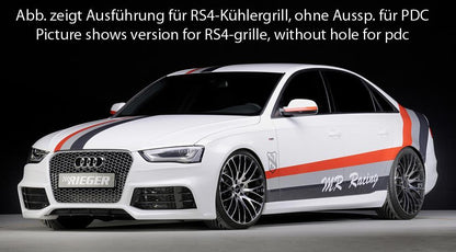 Audi A4 (B8/B81) Rieger Spoilerstoßstange nur für A4-Grill bzw. S4-Grill ABS, für Fzg. mit Einparkhilfe (PDC), S-Line Exterieur und ohne S-Line Exterieur, 
inkl. Montagezubehör, Alugitter, ABE