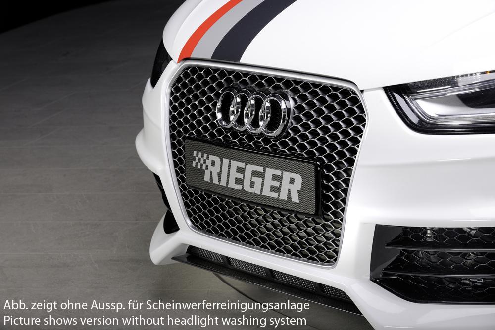 Audi A4 (B8/B81) Rieger Spoilerstoßstange nur in Verbindung mit RS4-Grill ! ABS, für Fzg. mit Scheinwerferreinigungsanlage, S-Line Exterieur und ohne S-Line Exterieur, 
inkl. Montagezubehör, Alugitter, ABE