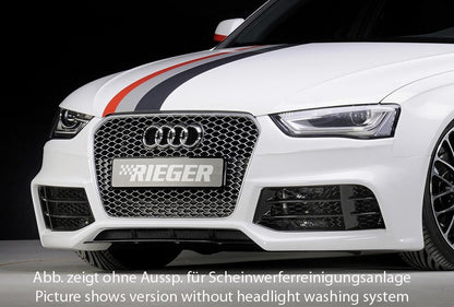 Audi A4 (B8/B81) Rieger Spoilerstoßstange nur in Verbindung mit RS4-Grill ! ABS, für Fzg. mit Scheinwerferreinigungsanlage, S-Line Exterieur und ohne S-Line Exterieur, 
inkl. Montagezubehör, Alugitter, ABE