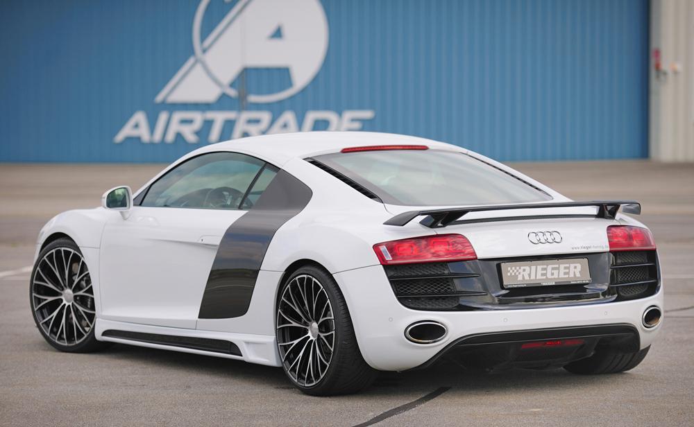 Audi R8 (42) Rieger Heckflügel für V8 und V10 (Gutachten bis max. 316 km/h V-max) Carbon, GFK, 
inkl. Montagezubehör, ABE