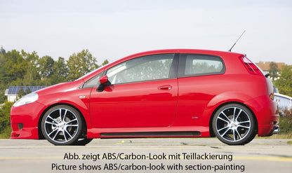 Fiat Grande Punto (199) Rieger Seitenschweller    links, mit Schacht, mit Ausschnitt, ABS, 
inkl. Alugitter, Montagezubehör, Gutachten