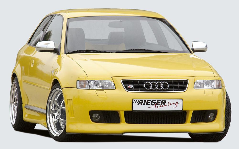 Audi A3 S3 (8L) Rieger Spoilerstoßstange S3  mit geänderten Waschdüsenaussparungen, siehe unten mit Halter f. orig. NSW, mit integr. Kühlergrilleinfassung, ABS, für Fzg. mit Scheinwerferreinigungsanlage, 
inkl. Alugitter, Montagezubehör, ABE