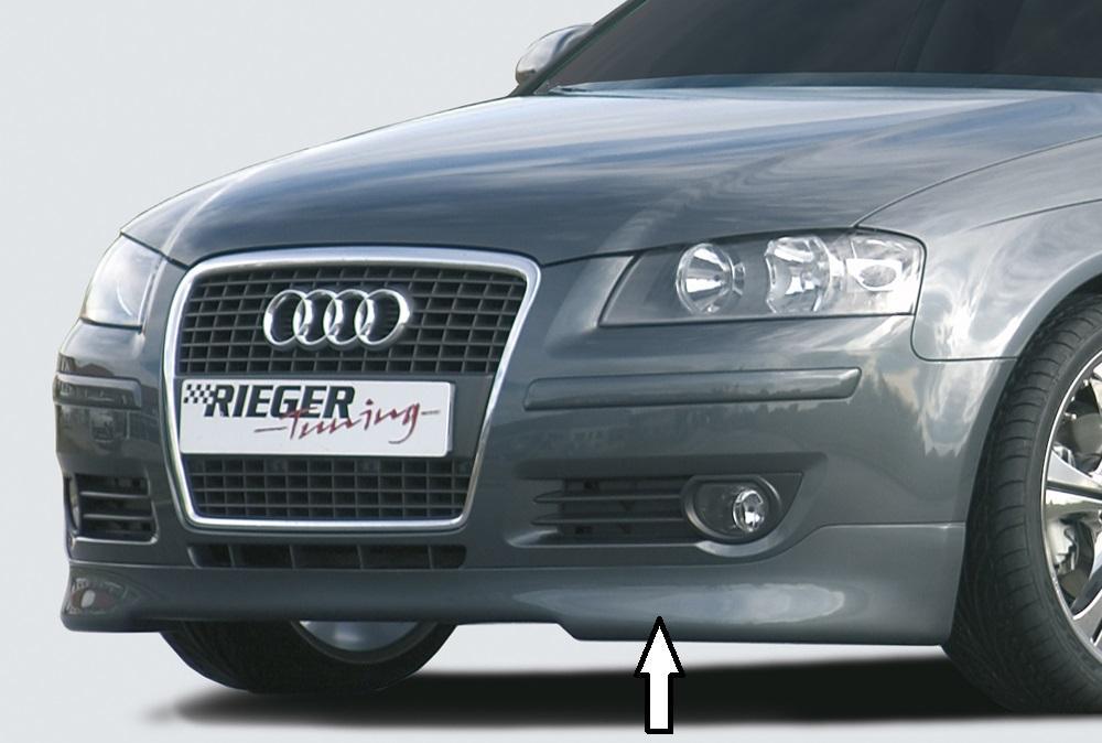 Audi A3 (8P) Rieger Spoilerlippe   > nur für 3-tür. Facelift und Sportback, ABS, für Fzg. ohne S-Line Exterieur, 
inkl. Montagezubehör, ABE