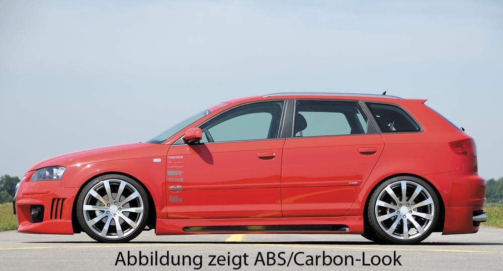 Audi A3 (8P) Rieger Seitenschweller  links, mit Schacht, mit Ausschnitt, ABS, 
inkl. Alugitter, Montagezubehör, ABE