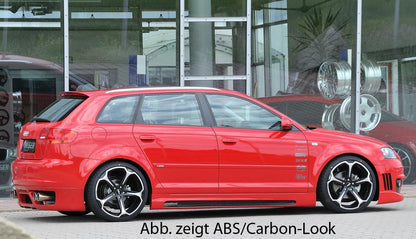 Audi A3 (8P) Rieger Seitenschweller  links, mit Schacht, mit Ausschnitt, ABS, 
inkl. Alugitter, Montagezubehör, ABE