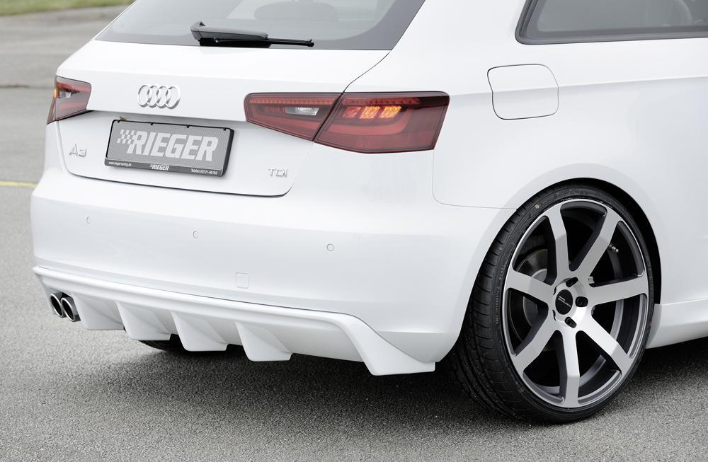 Audi A3 (8V) Rieger Heckeinsatz  für Doppelendrohr li., ABS, für Fzg. ohne S-Line Exterieur, 
inkl. Montagezubehör, Gutachten