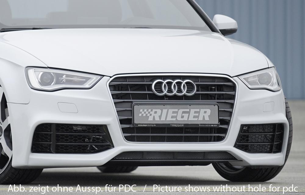 Audi A3 (8V) Rieger Spoilerstoßstange  ABS, für Fzg. mit Einparkhilfe (PDC), Scheinwerferreinigungsanlage, S-Line Exterieur und ohne S-Line Exterieur, 
inkl. Alugitter, Montagezubehör, ABE