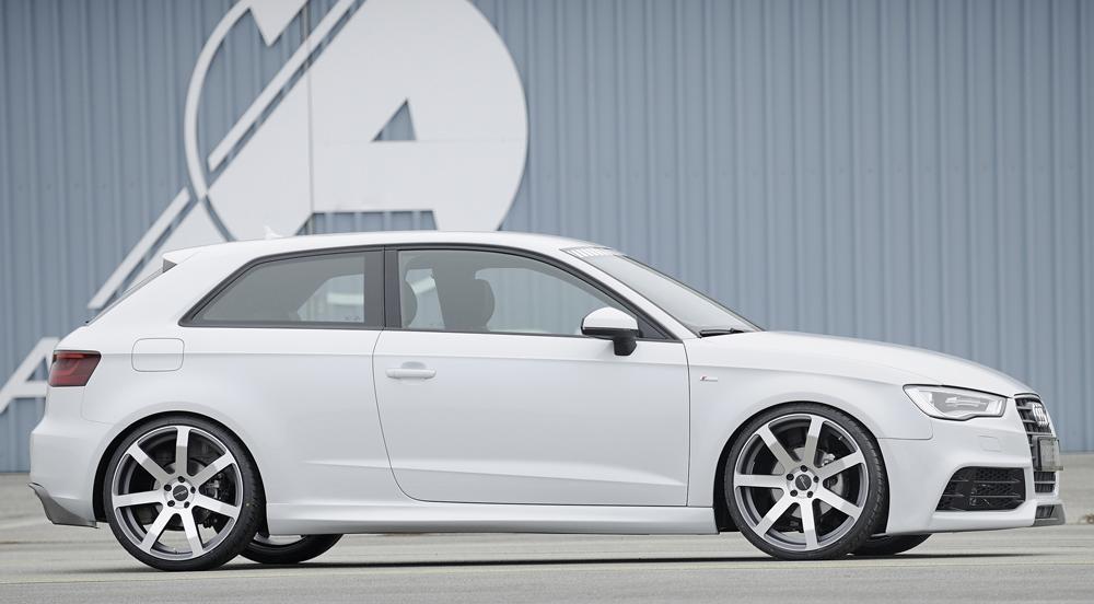 Audi A3 (8V) Rieger Spoilerstoßstange  ABS, für Fzg. mit Einparkhilfe (PDC), Scheinwerferreinigungsanlage, S-Line Exterieur und ohne S-Line Exterieur, 
inkl. Alugitter, Montagezubehör, ABE