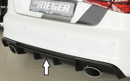 Audi A3 (8V) Rieger Heckeinsatz  für Sportendrohr li. u. re., (152x95mm oval), ABS, für Fzg. mit S-Line Exterieur, 
inkl. Montagezubehör, Gutachten