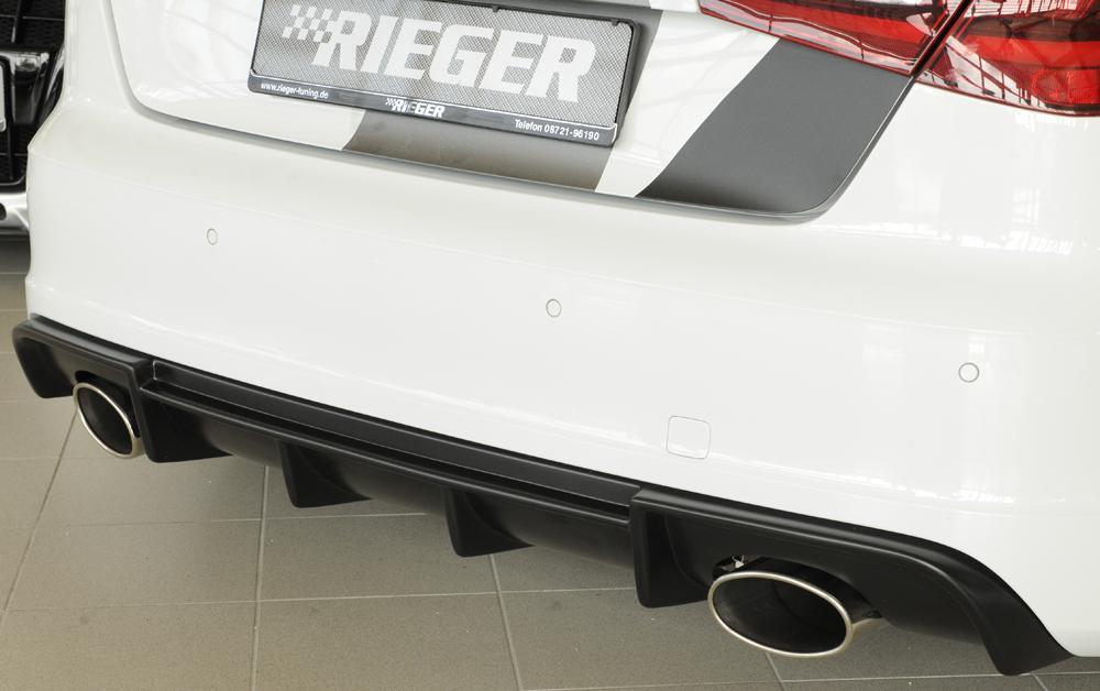 Audi A3 (8V) Rieger Heckeinsatz  für Sportendrohr li. u. re., (152x95mm oval), ABS, für Fzg. mit S-Line Exterieur, 
inkl. Montagezubehör, Gutachten