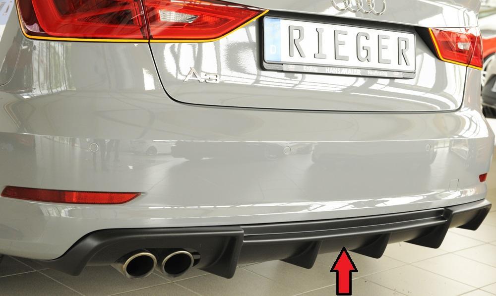 Audi A3 (8V) Rieger Heckeinsatz  für Doppelendrohr li., ABS, für Fzg. mit S-Line Exterieur, 
inkl. Montagezubehör, Gutachten