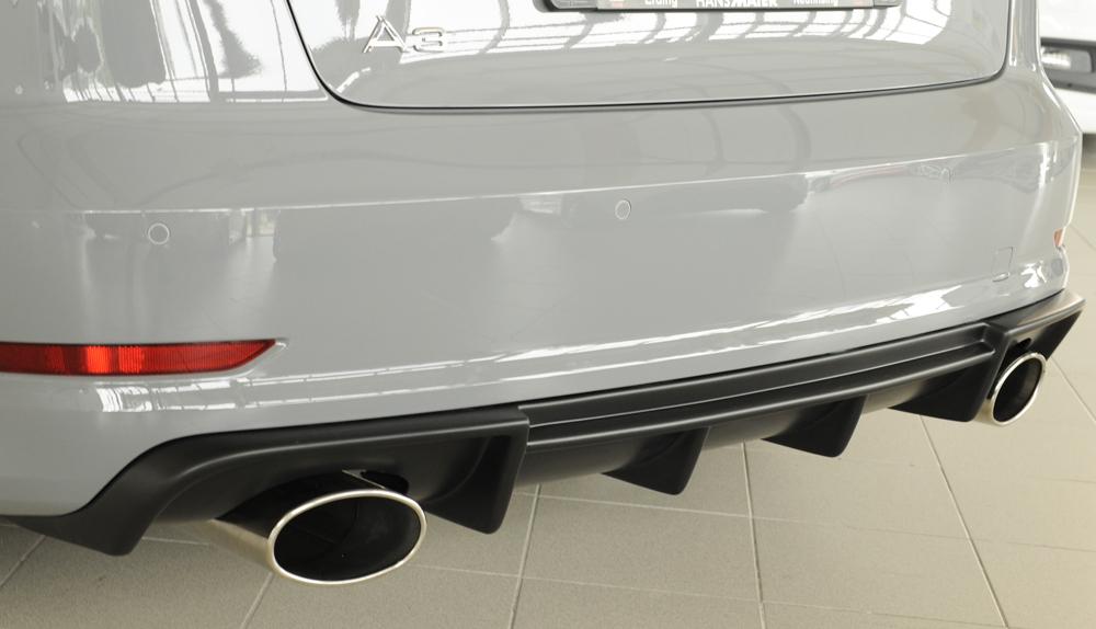 Audi A3 (8V) Rieger Heckeinsatz  für Sportendrohr li. u. re., (152x95mm oval), ABS, für Fzg. mit S-Line Exterieur, 
inkl. Montagezubehör, Gutachten