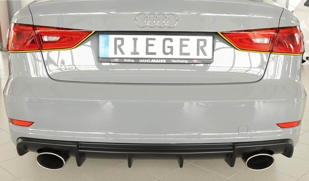 Audi A3 (8V) Rieger Heckeinsatz  für Sportendrohr li. u. re., (152x95mm oval), ABS, für Fzg. mit S-Line Exterieur, 
inkl. Montagezubehör, Gutachten