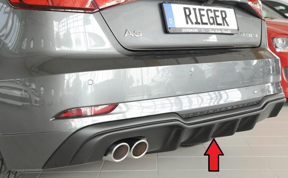 Audi A3 (8V) Rieger Heckeinsatz  für Doppelendrohr li., ABS, für Fzg. mit S-Line Exterieur, 
inkl. Montagezubehör, Gutachten