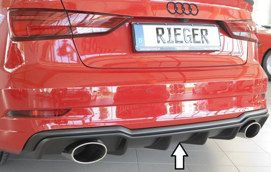 Audi A3 (8V) Rieger Heckeinsatz  für Sportendrohr li. u. re., (152x95mm oval), ABS, für Fzg. mit S-Line Exterieur, 
inkl. Montagezubehör, Gutachten