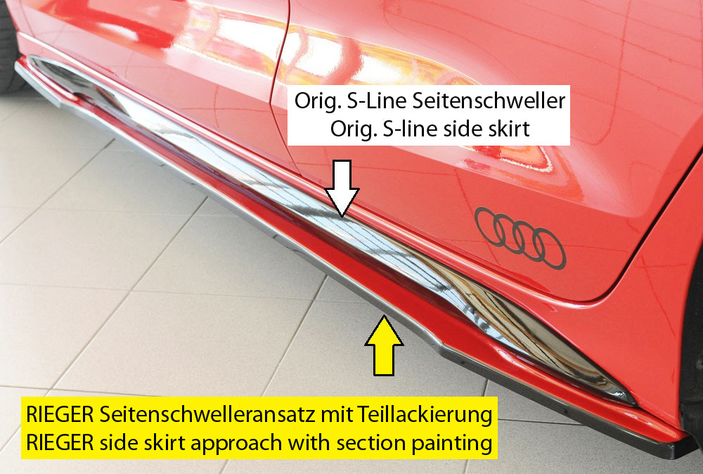 Audi A3 S3 (GY) Rieger Seitenschwelleransatz links, für orig. Seitenschweller, ABS, für Fzg. mit S-Line Exterieur, 
inkl. ...
