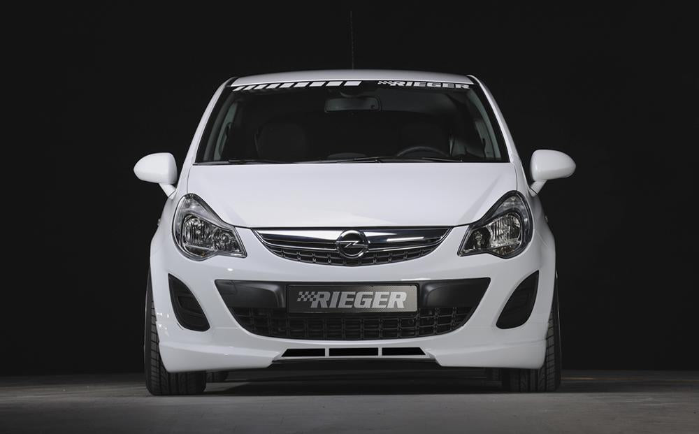 Opel Corsa D Rieger Spoilerlippe  mit zusätzlichen Lüftungsschlitzen, ABS, 
inkl. Alugitter, Montagezubehör, ABE