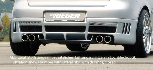 VW Golf 5 Rieger Heckansatz   (je 3 Schlitze) mit zusätzlichen Lüftungsschlitzen, geschlossen, ABS, 
inkl. Alugitter, Montagezubehör, ABE