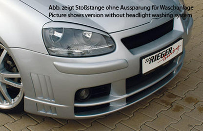 VW Golf 5 Rieger Spoilerstoßstange   Abdeckkappen werden vom orig. übernommen! mit Lüftungsschlitzen, oben, unten, ABS, für Fzg. mit Scheinwerferreinigungsanlage, 
inkl. Alugitter, Montagezubehör, ABE