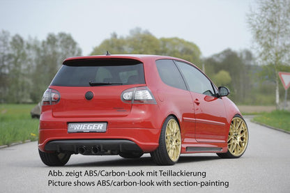 VW Golf 5 Rieger Heckschürzenansatz R-Look (Golf 5 u. Golf 5 GTI) für Doppelendrohr mittig, ABS, 
inkl. Montagezubehör, Gutachten