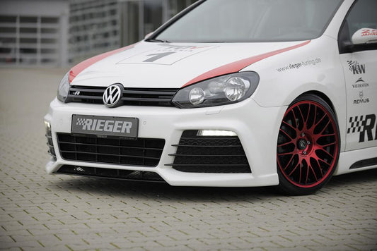VW Golf 6 Rieger Spoilerstoßstange   inkl Lufteinlassblenden li/re ABS/schwarz glänzend ABS, für Fzg. mit Scheinwerferreinigungsanlage, Einparkhilfe (PDC), 
inkl. Montagezubehör, ABE