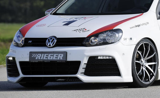 VW Golf 6 Rieger Spoilerstoßstange   inkl Lufteinlassblenden li/re ABS/schwarz glänzend ABS, für Fzg. mit Scheinwerferreinigungsanlage, Einparkhilfe (PDC), Parkassistent, 
inkl. Montagezubehör, ABE