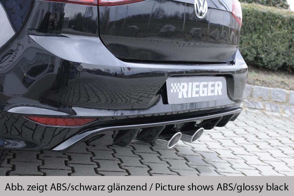 VW Golf 7 Rieger Heckeinsatz nur für R-Line Heckschürze für Doppelendrohr mittig, (2x90mm ø / VW R-Look), ABS, für Fzg. mit R-Line Exterieur, 
inkl. Montagezubehör, Gutachten