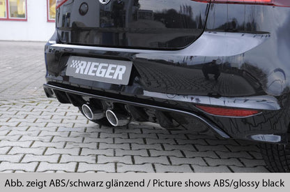 VW Golf 7 Rieger Heckeinsatz nur für R-Line Heckschürze für Doppelendrohr mittig, (2x90mm ø / VW R-Look), ABS, für Fzg. mit R-Line Exterieur, 
inkl. Montagezubehör, Gutachten