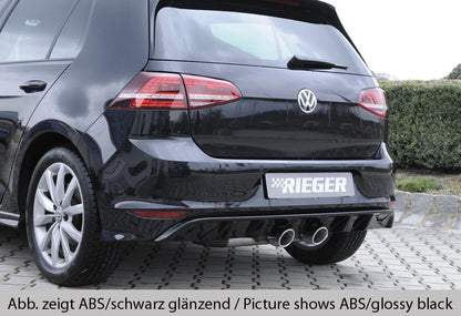 VW Golf 7 Rieger Heckeinsatz nur für R-Line Heckschürze für Doppelendrohr mittig, (2x90mm ø / VW R-Look), ABS, für Fzg. mit R-Line Exterieur, 
inkl. Montagezubehör, Gutachten