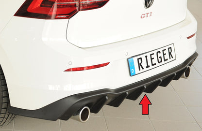 VW Golf 8 GTI Rieger Heckeinsatz für orig. Endrohr li. u. re., (95mm ø), ABS, 
inkl. Montagezubehör, Gutachten