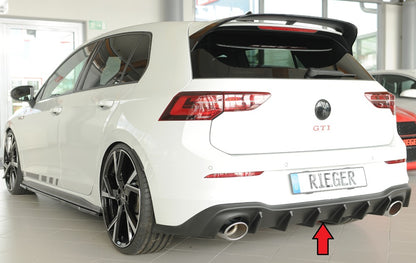 VW Golf 8 GTI Clubsport Rieger Heckeinsatz für orig. Endrohr li. u. re., (130x115mm oval), ABS, 
inkl. Montagezubehör, Gut...